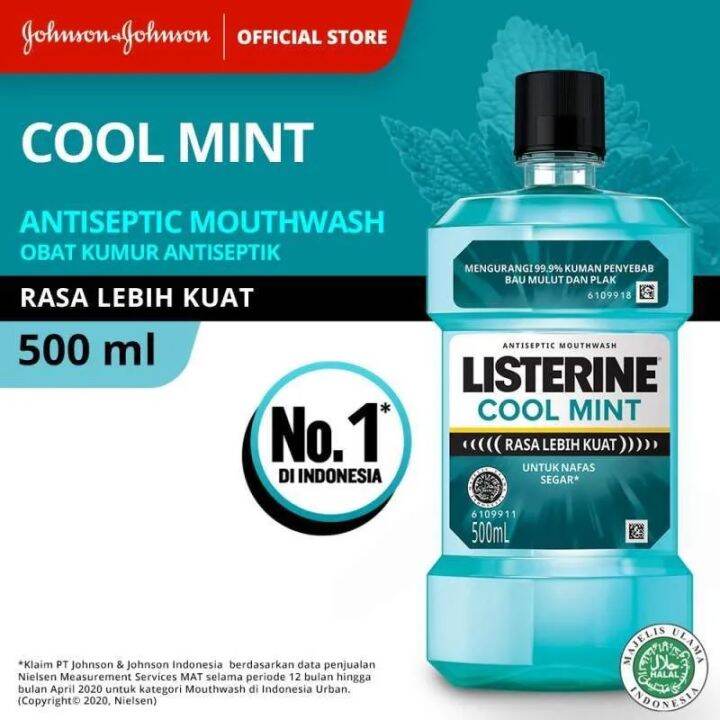 Listerine 500ml Cool Mint Antiseptic, Mouthwash, Obat kumur 500ml green