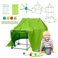 Children Fortress Construction Kit 155 Pieces Toys Bead Tent With 55 Balls And 100 Sticks Indoor Children DIY Tent Playhouse