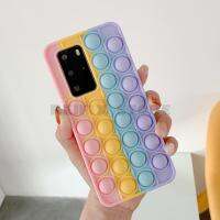 Cute Rainbow Silicon Phone Case For Huawei Honor 8X 9X 10 20 30S Play Y7P Y8P Y9S Y9 Cover Reliver Stress Bubble Cover