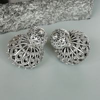 Double sided sterling silver ball studs | Indian front back earrings  | Chunky | Filigree Silver jewelry | E1027