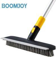 BOOMJOY แปรงขัดพื้นแบบ2 In 1ขนาด55.9 "ด้ามยืดหดได้แปรงอุปกรณ์ขัดถูเวลาอาบน้ำแข็งสำหรับทำความสะอาดลานห้องน้ำโรงรถห้องครัวที่ยึดติดกำแพงอ่างอาบน้ำ