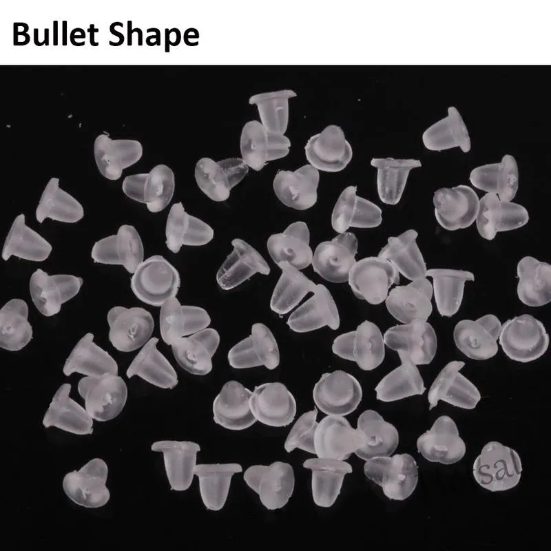 1,000 Pieces Clear Silicone Bullet Clutch Style Soft Earring