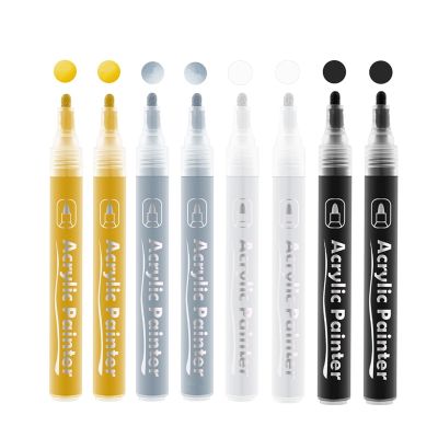 hot！【DT】 8pcs Paint Markers Pens for Painting Stone Canvas Glass Metallic Paper Water-Based