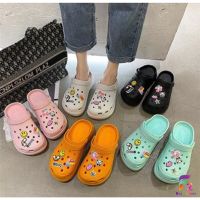 ?F2 พร้อมส่ง?รองเท้าหัวโตแบบสวม มี รัดส้น 5 สี รองเท้าแฟชั่นทรง Crocs (10)