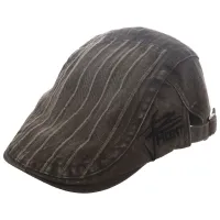 JAMONT Casual Snapback Cap Visors Striped Berets Hat Cotton Flat Caps New Retro Style Cap