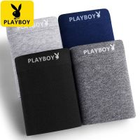 ☫✳☞ Playboy กางเกงในชายของแท้ผ้าฝ้ายแท้ต้านเชื้อแบคทีเรียบ็อกเซอร์ชายใหญ่สีแดงปีฉลูกลางเอวชาย 4 ชิ้น