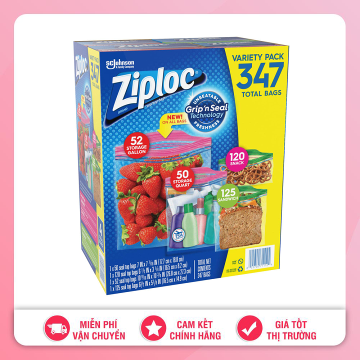 Ziploc Freezer Food Bags Variety Pack 347 Bags Zip Seal