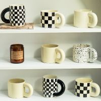 ♟☈✗ Korean Style Fatty Mug Design Splash Ink Ceramic Cup Spot Mugs Simple Coffee Mug Couple Cups Coffee Mugs Tea Drinkware
