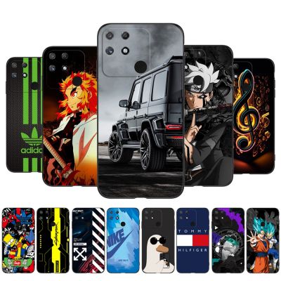 Case For Realme Narzo 50A Case Back Phone Cover Protective Soft Silicone Black Tpu fashion anime cartoon cute pattern