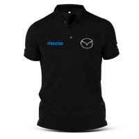 มาสด้าMazda เสื้อโปโลผ้าฝ้ายพิมพ์ลายขนาดใหญ่สําหรับผู้ชาย