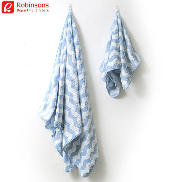 Bath And Face Towel Set Stripes Blue Lazada PH