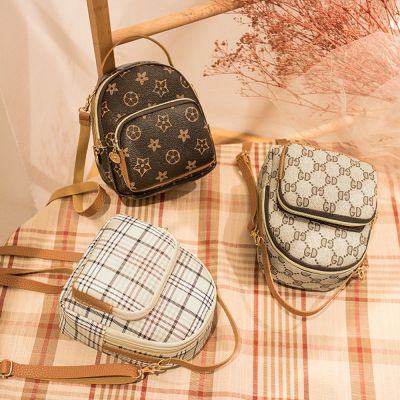 Fashion Womens Sling Bag Ladies Multi-Function Mini Backpack Pu Leather Shoulder Bag Mobile Phone Handbag