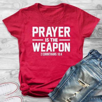 Prayer The Arms 2 Corinthians 104 Christian T-Shirt Casual Bible Verse Religion Tshirt Women Graphic Quote Tee St 100%