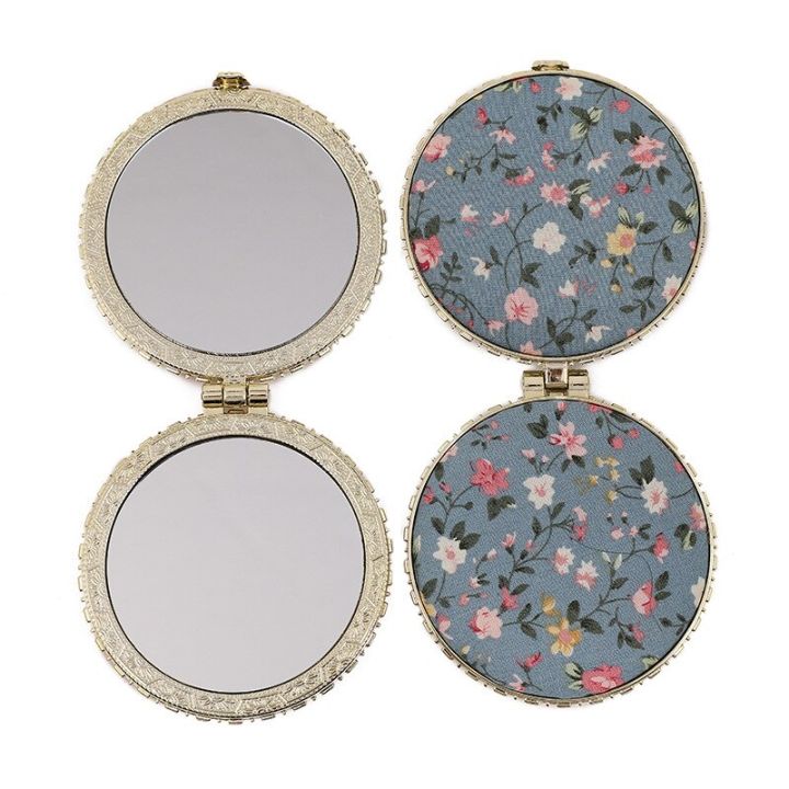 chinese-style-overseas-gift-art-retro-cloth-print-double-fold-portable-mini-makeup-mirror-womens-makeup-mirror-mirrors