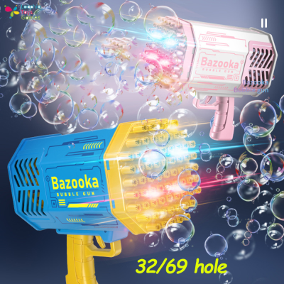 LT【ready Stock】ปืนเป่าฟอง เครื่องเป่าฟองบับเบิ้ล Bubble Machine 69-Hole Space Bazooka Electric Glowing Bubble Blower Automatic Children Bubble Machine Toy ของเล่นเด็ก【cod】