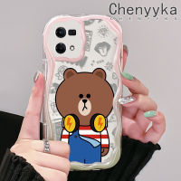 เคส Chenyyyka สำหรับ OPPO Reno 7 4G Reno 8 4G F21 Pro F21s Pro Reno 4 Pro Reno 6เคสลายหมีการ์ตูนดีไซน์ใหม่เนื้อครีมขอบกันกระแทกแบบใสนิ่มเคสมือถือโปร่งใสลายกล้องถ่ายรูปฝาครอบป้องกันเรียบง่าย