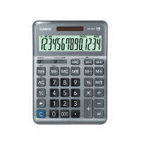 Casio Calculator เครื่องคิดเลข  คาสิโอ รุ่น  DM-1400F แบบตั้งโต๊ะดีไซน์โค้งมน ขนาดใหญ่ 14 หลัก สีเทา