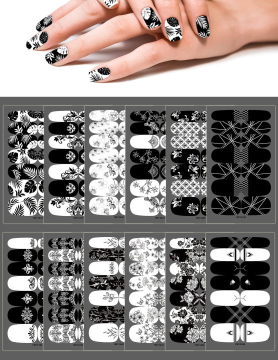 14tipssheet-toe-nail-stickers-black-and-white-series-waterproof-fashion-toe-nail-wraps-nail-art-stickers