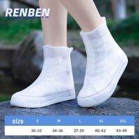 RENBEN ฝาครอบรองเท้ากันฝนผู้หญิง ซิลิโคนกันรองเท้ากันฝน ฝาครอบรองเท้ากันฝน กระบอกสูง หนา กันลื่น V725