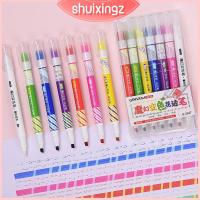 SHUIXINGZ ปากกาวาดรูประบายสี7ชิ้น,ปากกามาร์กเกอร์บันทึกข้อความปากกาโครงร่างปากกาเน้นข้อความสองหัว