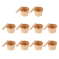 【CW】 10 Sets Lid Yogurt Cups Disposable Paper Dessert Biodegradable Bowl Sundae