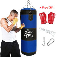 Adult Kid Empty Boxing Sand Bag Hanging Kick Sandbag Boxing Training Fight Karate Punching Bag Heavy Duty with Glove Wrist Guard