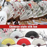 Folding Fan Handmade Silk Cloth DIY Artificial Wood Bamboo Fan Antique Folding H4H0