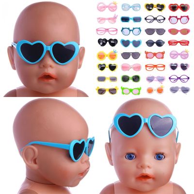 แว่นตากันแดดตุ๊กตาสุ่มใส่ได้พอดีกับ18นิ้วอเมริกัน14นิ้ว43ซม. ตุ๊กตาเด็กแรกเกิดแรกเกิด Zaps ของเล่นรูปดวงตา DIY ของเด็กผู้หญิง