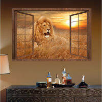 1 PC 50*70 cm 3D PVC Wall Stickers Lion Animal Pattern Removable Fake Window Wallpapers Office Game Living Room Mural Art Decals