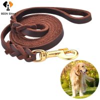 2M Leather Dog Leash Heavy Duty Training Braided Rope Durable Strong Pet Dog Slip Training P-Leash for Outdoor  Hiking Walking Collars