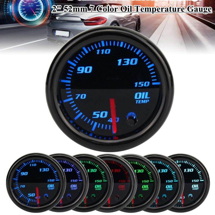 52mm Car Gauge Oil Temp Gauge 40°150° Oil Temperature Meter with 1/8