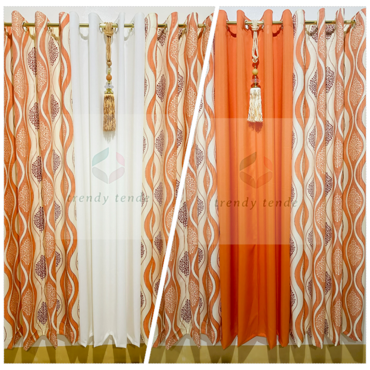 2024 COLOR OF THE YEAR Apricot Sylvia Wave Print 3in1 Ring Curtain SetS   072145ac3cc0586f90f392d6d684e123  720x720q80 