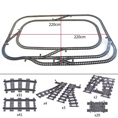 City High-tech Trains Flexible Tracks Forked Straight Curved Rails Crossing Switch Building Block Bricks Creative Toys for kids