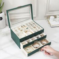 Casegrace Flip Drawer Jewelry Box Three Layers Storage Organizer for Earrings Ring Necklace Display Gift Box Jewelry Organizer