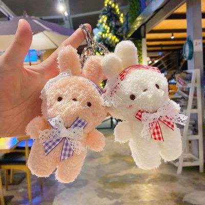 Kawaii Cartoon Candy Colors Plush Bear Rabbit Doll Keychain Cute Ladies Bag Mens Car Key Ring Student Bags Luggage Pendant