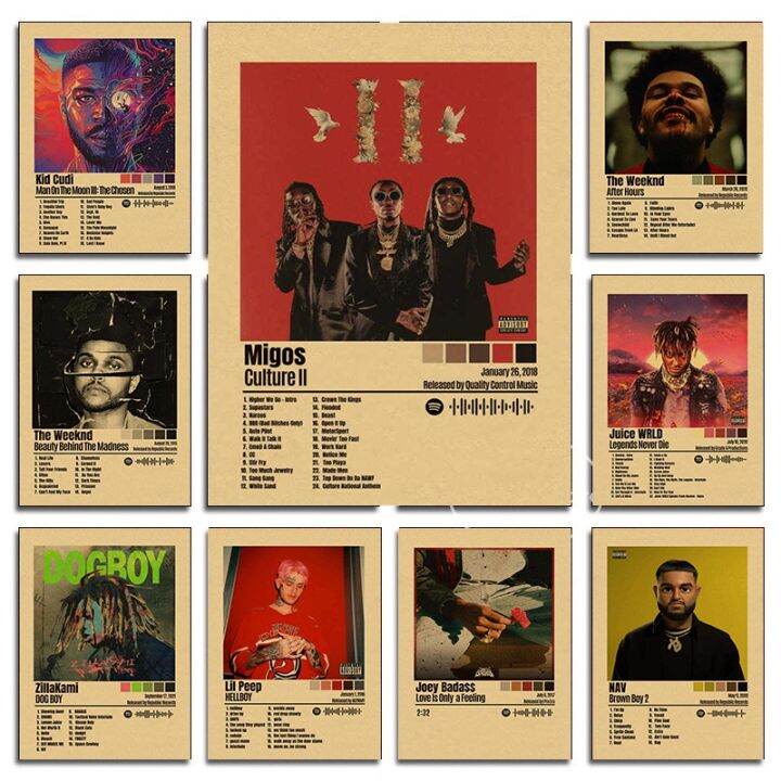 Vintage Nordic Pop Music Album Cover Poster Rapper Aesthetic Hip Hop Weeknd Drake Canvas