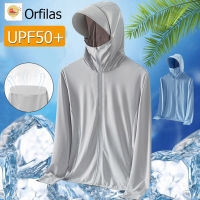 Orfilas ⚡จัดส่งที่รวดเร็ว⚡UPF50 + เสื้อผ้าป้องกันรังสียูวีผู้ชายผ้าไหมน้ําแข็งป้องกันแสงแดดเสื้อผ้าใหม่ฤดูร้อนยืดหยุ่นระบายอากาศป้องกันแสงแดดแจ็คเก็ตคู่