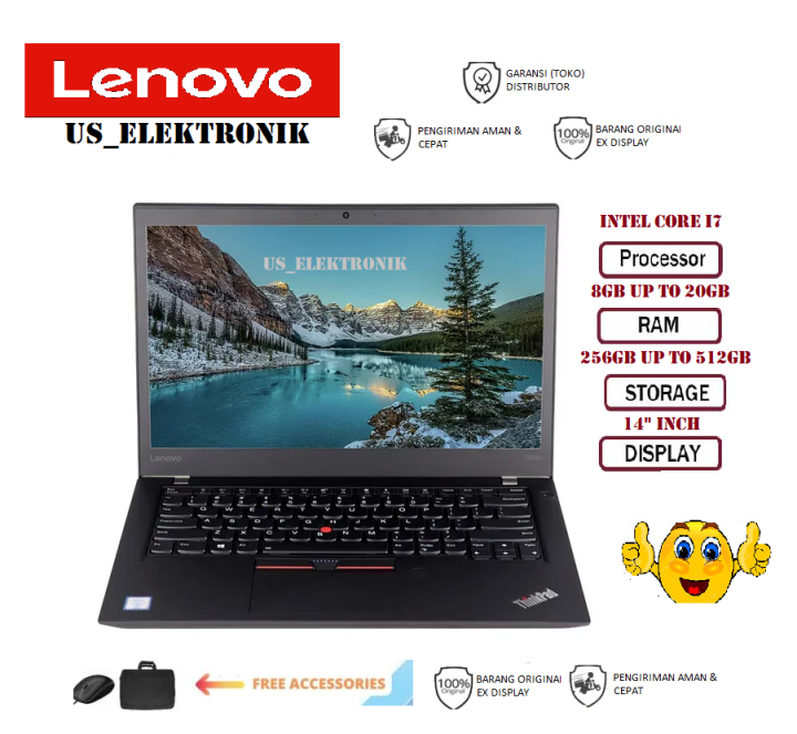 Laptop Slim Layar Sentuh Laptop Lenovo Thinkpad T470s Intel Core I7 Gen