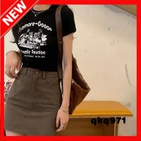 qkq971 Vintage Print Short Sleeves WomenS T-Shirt Fashion Tight Cropped Crop Top Trendy T-Shirt