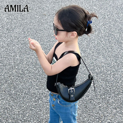 AMILA ฉบับภาษาเกาหลีแคทวอล์กชนกลุ่มน้อยเด็กผู้หญิงกระเป๋ารักแร้กระเป๋าสะพายข้างหนึ่งแมสเซ็นเจอร์สะพายไหล่