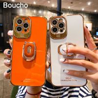 Boucho Luxury electroplating phone case for iphone 14 Plus 13 12 Pro MAX 11Pro XS XR X SE 6 7 8 plus Phone Holder Ring Grip Case