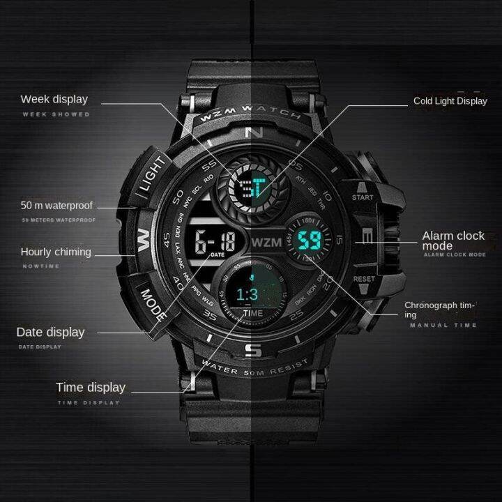 glory-jam-tangan-elektronik-สไตล์เกาหลีของผู้ชายส่องสว่างกันน้ำที่เรียบง่ายอินเทรนด์ผู้หญิงนักเรียนนักศึกษามัธยมต้นสีดำนาฬิกากีฬาเทคโนโลยี