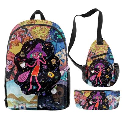 Popular Cartoon The Midnight Gospel 3pcs/Set Backpack 3D Print School Student Bookbag Anime Laptop Daypack Chest Bag Pencil Case