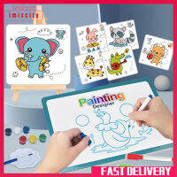 Imixcity กระดานเขียนภาพวาดสีน้ำลายกราฟฟิตีแบบทำมือพร้อมของเล่นการศึกษาปฐมวัยที่ค้ำไม้เด็กวัยหัดเดิน