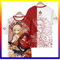 ฤดูร้อน Anime เกม Genshin ผลกระทบการพิมพ์ 3D เสื้อยืดสตรีสตรีทแวร์เสื้อยืดฮาราจูกุเสื้อยืดผู้หญิงขนาดใหญ่พิเศษ Y2k เสื้อผ้า XS-5XL