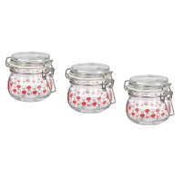 Jar with lid, patterned/bright red, 13 cl. qty. 3 pieces.