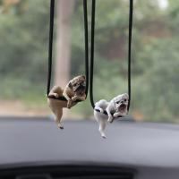 【CW】1pcs Funny Bulldog Car Mirror Pendant Bulldog Chews Bones Auto Interior Decoration Pendant For Car Product Interior Accessories