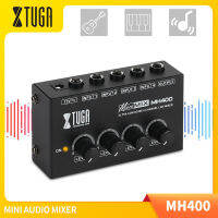 XTUGA Micro เครื่องมิกซ์เสียง MH400กะทัดรัดอย่างมาก Low Noise 4ช่องอินเตอร์เฟซเครื่องเสียงใช้สำหรับคีย์บอร์ด,กีต้าร์,เบส,ผสม,โอคาริน่าการผสมเสียง