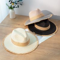 New Summer Womens Sun Hat Wide Side Jazz Cap Tassel Fashion Floppy Foldable Ladies Women Straw Beach Hat Seaside Holiday