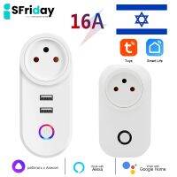 IsFriday Smart Socket Israel With USB 16A Tuya Wifi Plug Smart Life App Remote Control Timer Support Alexa Google Assistant Ratchets Sockets